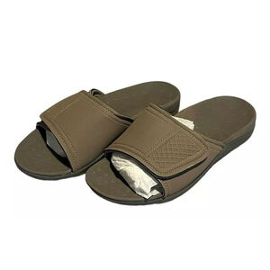 Medical Soles Slides Sandals Size M4 W5 Adjustable Strap Beige Slip On NEW
